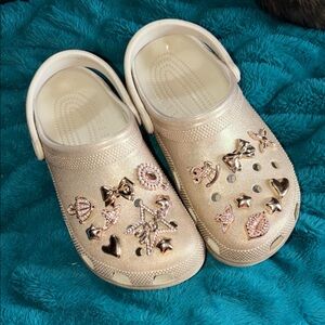 Gold Embellished Glitter Gaudy Crocs